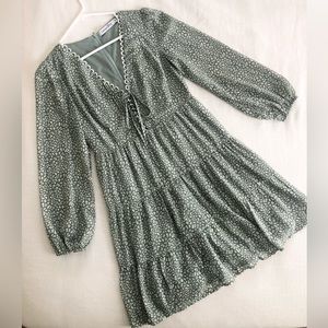 Lucy & Dity UO Green Printed Prairie Dress